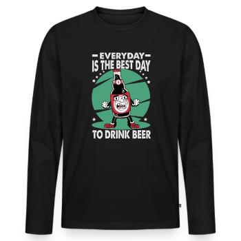 Everyday Is The Best Day To Drink Beer - Bar - Pub - Men's Premium Organic Long Sleeve Shirt - black - Front - Nico (187cm)