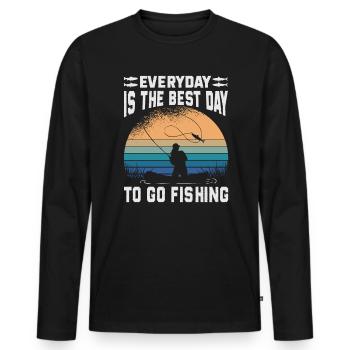 Everyday Is The Best Day To Go Fishing - Lake - Men's Premium Organic Long Sleeve Shirt - black - Front - Nico (187cm)