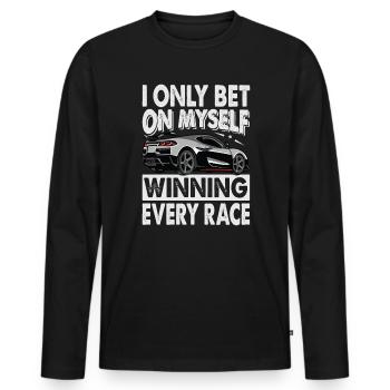 Je ne parie que sur moi-même en gagnant chaque course - Course - - T-shirt manches longues Premium bio Homme - noir - Devant - Nico (187cm)