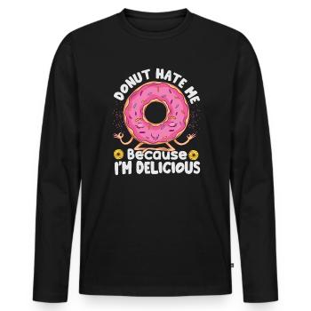 Donut Hate Me Because I’m Delicious - Pâtisseries - D - T-shirt manches longues Premium bio Homme - noir - Devant - Nico (187cm)