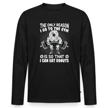 The Only Reason I Go To The Gym Is So That I Can E - Männer Premium Bio Langarmshirt - Schwarz - Vorne - Nico (187cm)