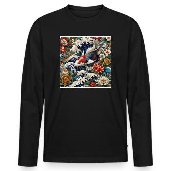 Japan Pulse - Men's Premium Organic Long Sleeve Shirt - black - Front - Nico (187cm)