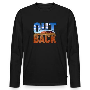 Outback from Australia with Ayers Rock Uluru - Men's Premium Organic Long Sleeve Shirt - black - Front - Nico (187cm)