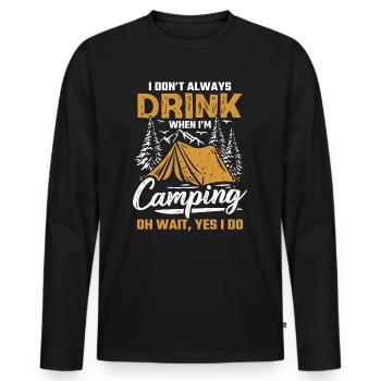 Camping Beer Tent Mountains Hiking Camper - Men's Premium Organic Long Sleeve Shirt - black - Front - Nico (187cm)