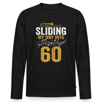Trombone glissant mon chemin vers mon 60e anniversaire - T-shirt manches longues Premium bio Homme - noir - Devant - Nico (187cm)