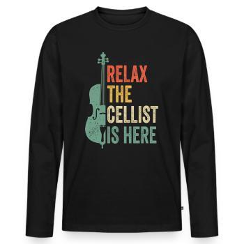 Cello Streichquartett Cellist Violoncello Musiker - Männer Premium Bio Langarmshirt - Schwarz - Vorne - Nico (187cm)