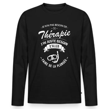 Tshirt Thérapie Plongée - T-shirt manches longues Premium bio Homme - noir - Devant - Nico (187cm)