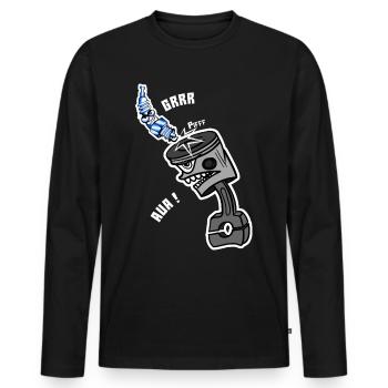Dicke Luft im Motor - Männer Premium Bio Langarmshirt - Schwarz - Vorne - Nico (187cm)