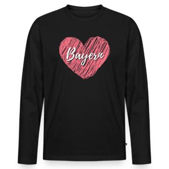 Bayern Liebe mit rotem Herz Schriftzug in Handschr - Männer Premium Bio Langarmshirt - Schwarz - Vorne - Nico (187cm)