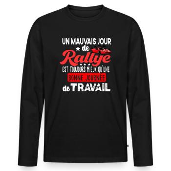 Rallye Course Automobile Motosport Sport Humour - T-shirt manches longues Premium bio Homme - noir - Devant - Nico (187cm)