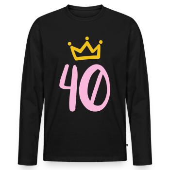 40. Geburtstag Krone - Männer Premium Bio Langarmshirt - Schwarz - Vorne - Nico (187cm)