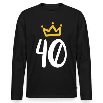 40th Birthday Krone Gift Idea - Men's Premium Organic Long Sleeve Shirt - black - Front - Nico (187cm)