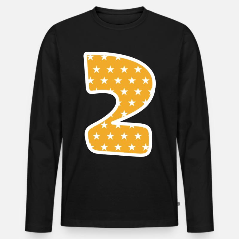 Zahl 2 - Männer Premium Bio Langarmshirt - Schwarz