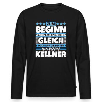 Zum Beginn gleich die besten wurden Kellner - Männer Premium Bio Langarmshirt - Schwarz - Vorne - Nico (187cm)