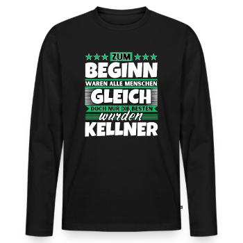 Zum Beginn gleich die besten wurden Kellner - Männer Premium Bio Langarmshirt - Schwarz - Vorne - Nico (187cm)