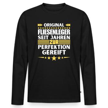 Tilers matured to perfection - Men's Premium Organic Long Sleeve Shirt - black - Front - Nico (187cm)