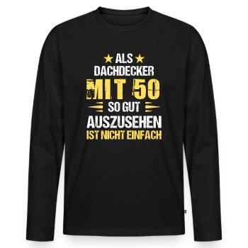 Avec 50 beaux couvreurs - T-shirt manches longues Premium bio Homme - noir - Devant - Nico (187cm)