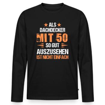 Avec 50 beaux couvreurs - T-shirt manches longues Premium bio Homme - noir - Devant - Nico (187cm)