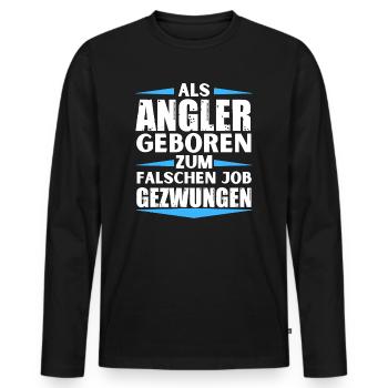 Le pêcheur a atterri dans le mauvais emploi - T-shirt manches longues Premium bio Homme - noir - Devant - Nico (187cm)