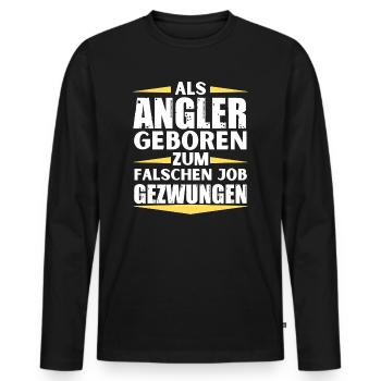 Le pêcheur a atterri dans le mauvais emploi - T-shirt manches longues Premium bio Homme - noir - Devant - Nico (187cm)