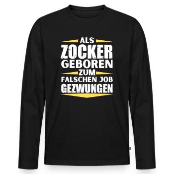 Zocker im falschen Job gelandet - Männer Premium Bio Langarmshirt - Schwarz - Vorne - Nico (187cm)