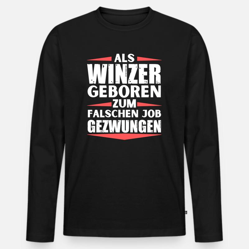 Winzer im falschen Job gelandet - Männer Premium Bio Langarmshirt - Schwarz