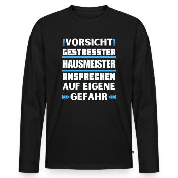 Ne parlez pas à un concierge stressé ! - T-shirt manches longues Premium bio Homme - noir - Devant - Nico (187cm)