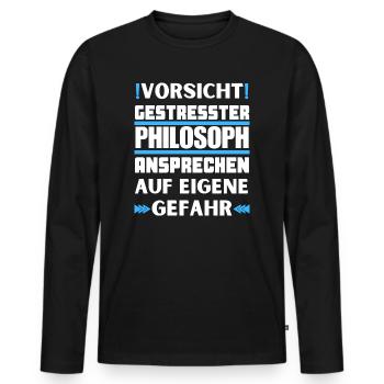 Ne parlez pas à des philosophes stressés ! - T-shirt manches longues Premium bio Homme - noir - Devant - Nico (187cm)