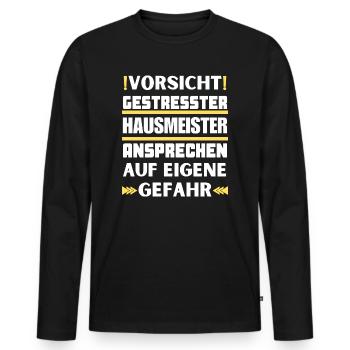 Ne parlez pas à un concierge stressé ! - T-shirt manches longues Premium bio Homme - noir - Devant - Nico (187cm)