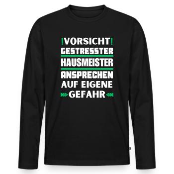 Ne parlez pas à un concierge stressé ! - T-shirt manches longues Premium bio Homme - noir - Devant - Nico (187cm)