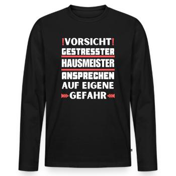 Ne parlez pas à un concierge stressé ! - T-shirt manches longues Premium bio Homme - noir - Devant - Nico (187cm)
