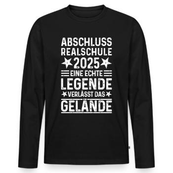 Abschluss Realschule 2025 Legende verlässt Gelände - Männer Premium Bio Langarmshirt - Schwarz - Vorne - Nico (187cm)