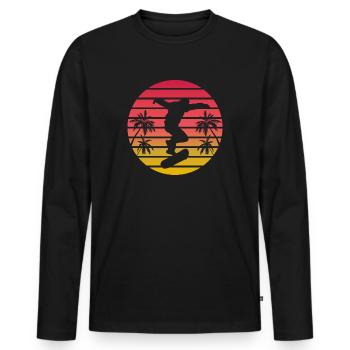 Skate Boy Skateboard Skateboard Vintage Sunset - T-shirt manches longues Premium bio Homme - noir - Devant - Nico (187cm)