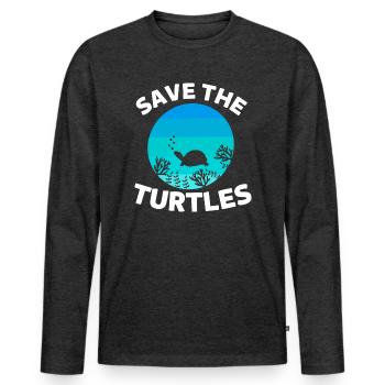 Créatures marines rétro Animal sauver les tortues - T-shirt manches longues Premium bio Homme - anthracite chiné - Devant - Nico (187cm)