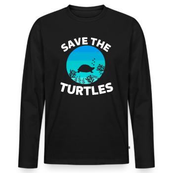 Sea Animal Retro Ocean Animal Save the Turtles - Men's Premium Organic Long Sleeve Shirt - black - Front - Nico (187cm)