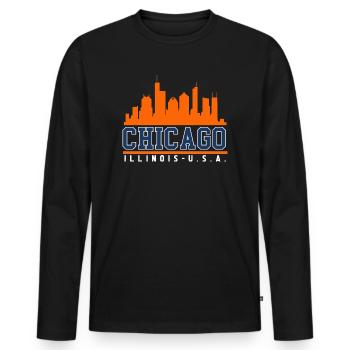 Chicago Illinois Skyline - T-shirt manches longues Premium bio Homme - noir - Devant - Nico (187cm)