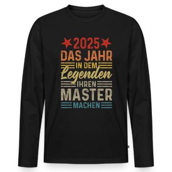 2025 Das Jahr in dem Legenden ihren Master machen - Männer Premium Bio Langarmshirt - Schwarz - Vorne - Nico (187cm)