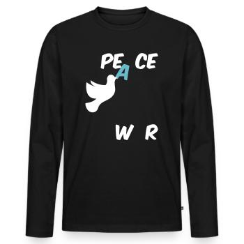 Stop War Peace Statement with Dove of Peace - Men's Premium Organic Long Sleeve Shirt - black - Front - Nico (187cm)