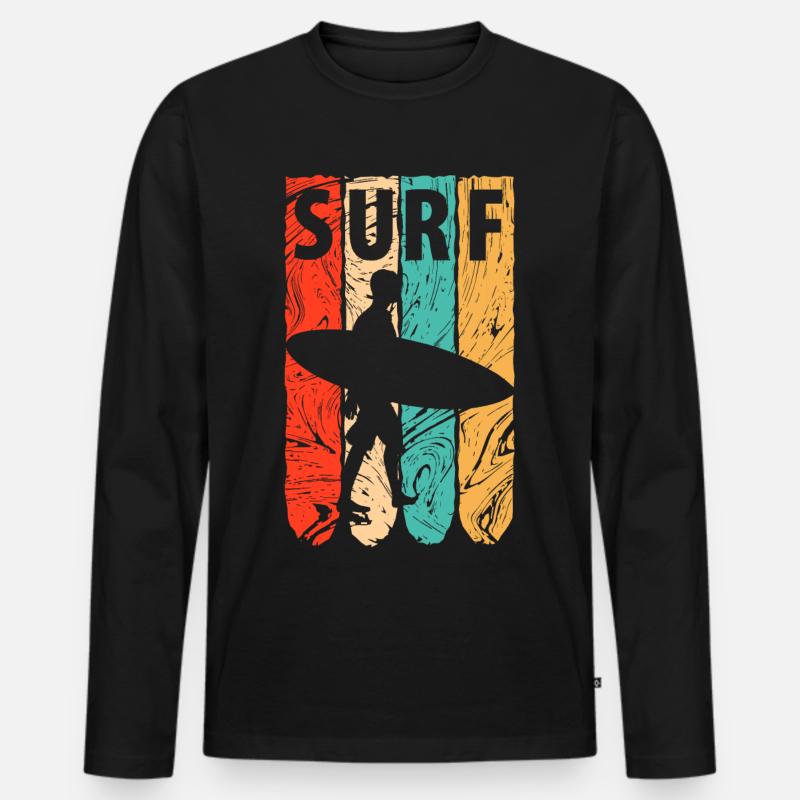 Surfer Surfbrett - Männer Premium Bio Langarmshirt - Schwarz