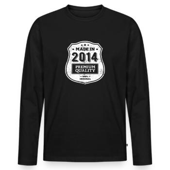 HERGESTELLT 2014 - Männer Premium Bio Langarmshirt - Schwarz - Vorne - Nico (187cm)