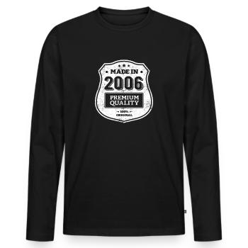 HERGESTELLT 2006 - Männer Premium Bio Langarmshirt - Schwarz - Vorne - Nico (187cm)