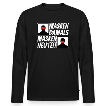 Karneval Masken Fasching Alaaf lustig - Männer Premium Bio Langarmshirt - Schwarz - Vorne - Nico (187cm)