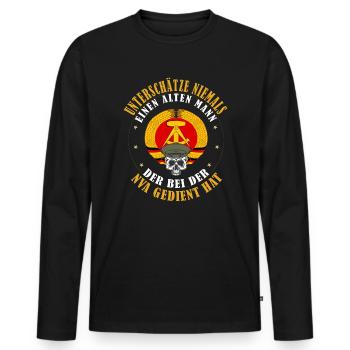 DDR NVA Veteran - Männer Premium Bio Langarmshirt - Schwarz - Vorne - Nico (187cm)