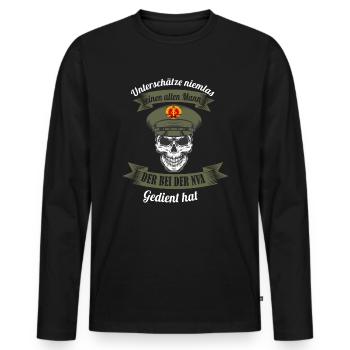 NVA Veteran DDR Armee - Männer Premium Bio Langarmshirt - Schwarz - Vorne - Nico (187cm)