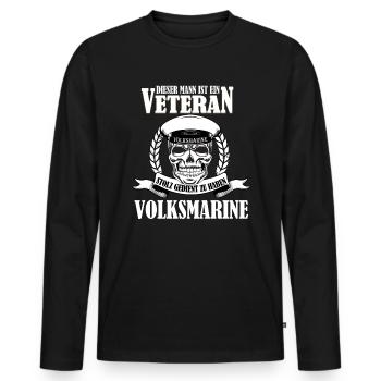 Veteran Volksmarine NVA nationale Volksarmee - Männer Premium Bio Langarmshirt - Schwarz - Vorne - Nico (187cm)