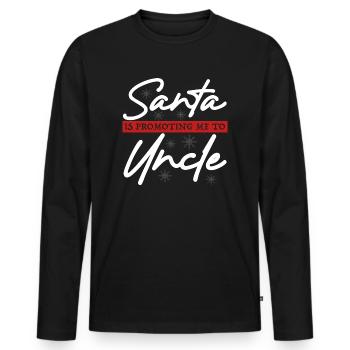 Der Weihnachtsmann befördert mich zum Onkel - Männer Premium Bio Langarmshirt - Schwarz - Vorne - Nico (187cm)