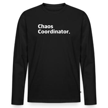 Chaos Koordinator | lustige Sprüche - Männer Premium Bio Langarmshirt - Schwarz - Vorne - Nico (187cm)