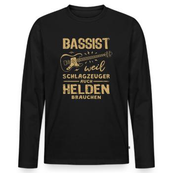 Lustiger Bassist Spruch Bass Basser E Bass - Männer Premium Bio Langarmshirt - Schwarz - Vorne - Nico (187cm)