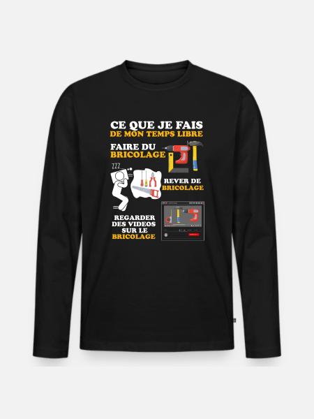 Papa bricoleur, Papy bricoleur - T-shirt manches longues Premium bio Homme - noir