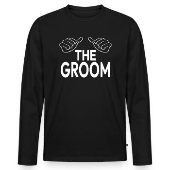 Mariage Marié Fiançailles Mariage JGA - T-shirt manches longues Premium bio Homme - noir - Devant - Nico (187cm)